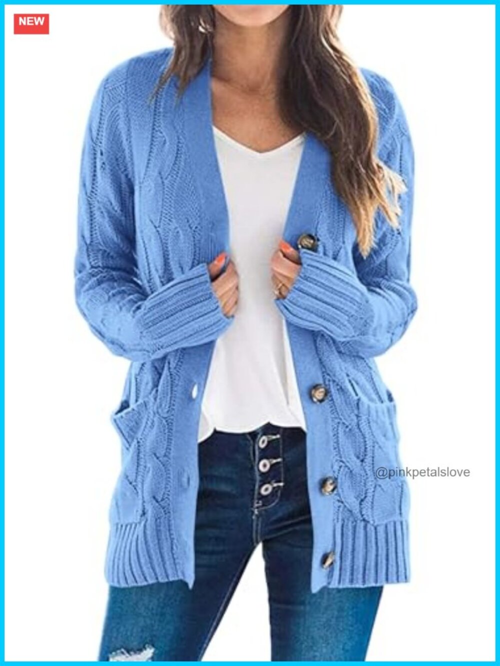 Chunky Cable Knit Cardigan Button Down Long Sleeve Sweater Women